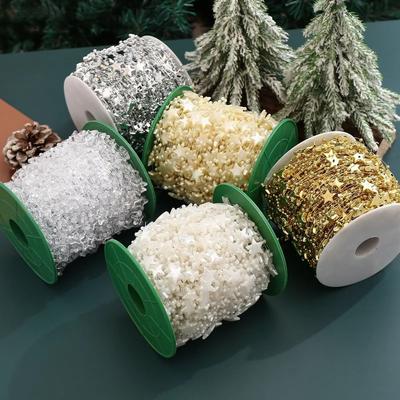 30M 13MM Star Beads Chain Plastic Solid Color Christmas Tree Decoration Chain Multipurpose Electroplated