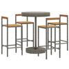 VidaXL Ensemble de bar jardin 5 pcs gris poly rotin/bois massif acacia, ensemble de table de bar, table et chaise de bar de 3187721