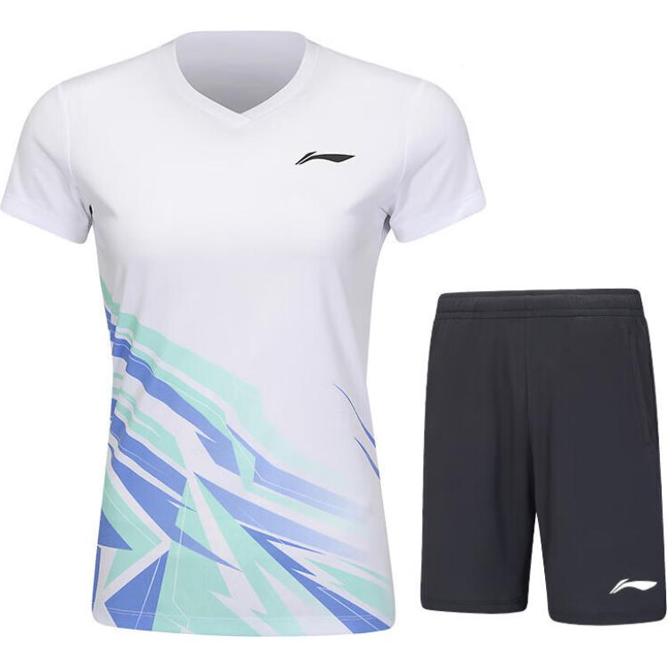 Li Ning Badminton Series Sports Comfortable Quick-Dry Breathable Casual Suit Women Suits Standard-White AATV014-2