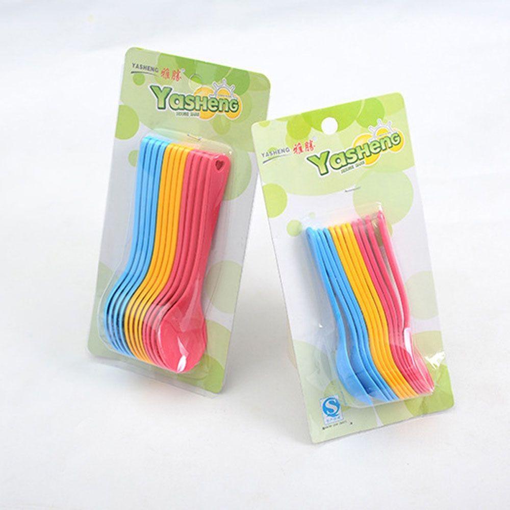 Colorful Baby Toddler Plastic Spoon Flatware Food Spoon Set Feeding Spoon