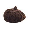 British Vintage Leopard Print Beret With Plush Material For Autumn And Winter Fashion