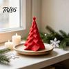Durable Smooth Surface Holiday Figurine 3D Printed Pleated Christmas Tree Ornament, Small Wavy Desktop Gift for Friends Decoration with Star