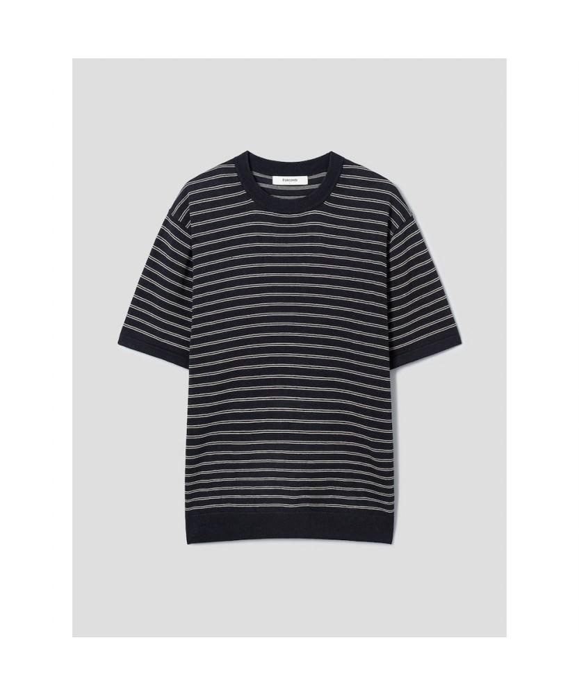 8SECONDS Natural Stripe Short Sleeve Knit Navy