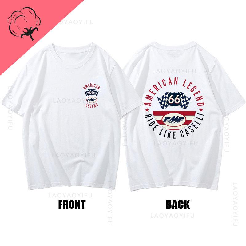 Hot Sale Summer Mens Cool Top FMF Racing Exhaust Ama Motocross Tee Round Neck Fashion Clothing Short Sleeves 100Cotton T Shirt