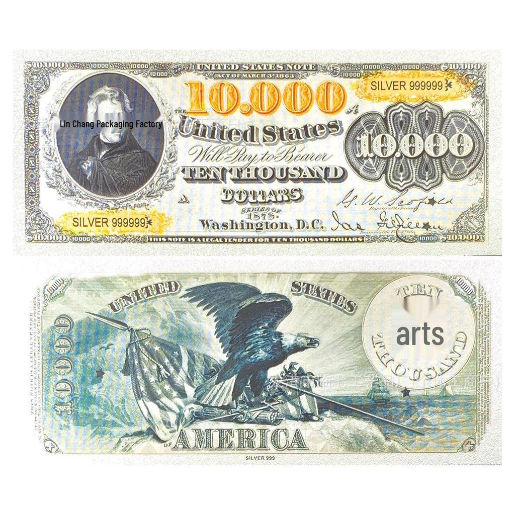 Creative Silver PET US Dollar Commemorative Banknote Bookmark for Theme Parties and Card Collections