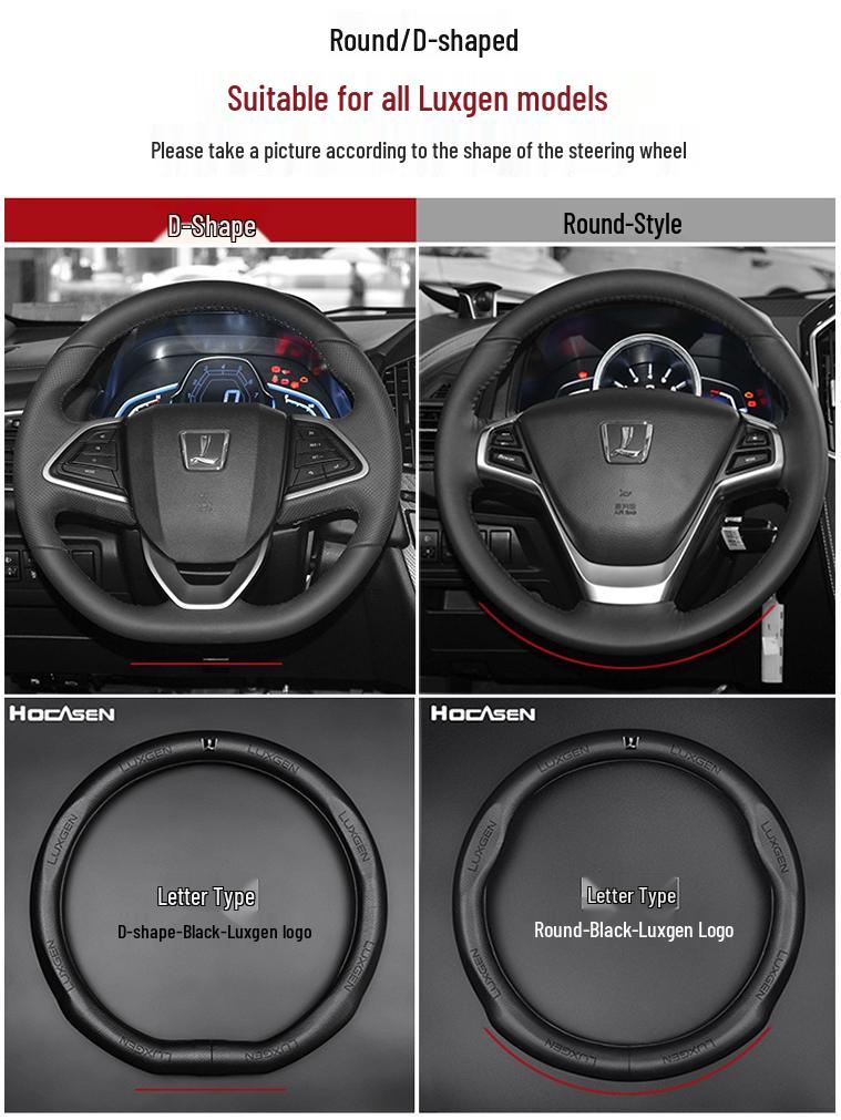 Genuine Leather Steering Wheel Cover for Luxgen U6/U5, Big 7 Rui 3 Na 5U6 – Non-Slip, Universal Fit for All Seasons