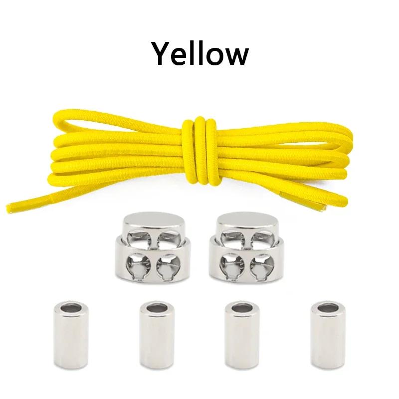 1 Pair Round Elastic Shoe Laces No Tie Shoelaces Tieless Metal Spring Buckle Shoelace for Kids Adults Elderly One Size Fit All