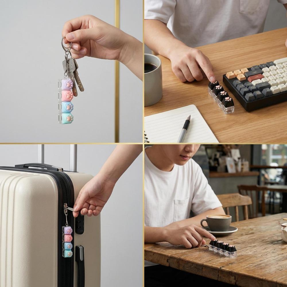 Mini Keyboard Button Fidget Keychain 1/4/9 Key Finger Squeeze Toy Anti-anxiety Stress Office Desk Decor Accessories