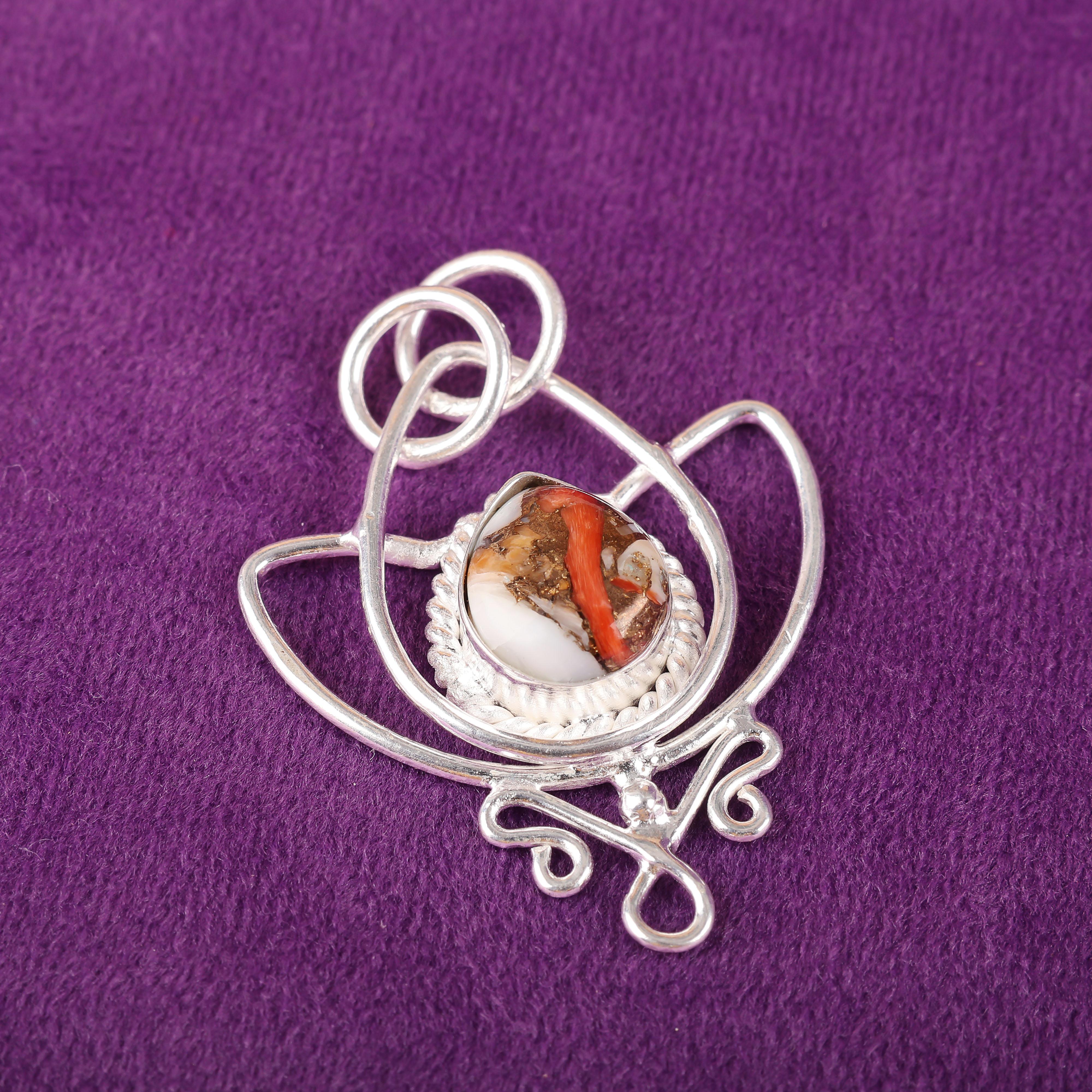 

Подвеска из оранжевой меди и бирюзы ручной работы, кулон из 925 пробы стерлингового серебра, ювелирное украшение уникального дизайна, подарок для женщин 1.44 Inches оранжевый