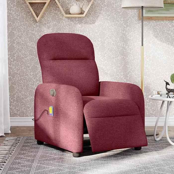 VidaXL Fauteuil de massage inclinable électrique Rouge bordeaux Tissu 3302965