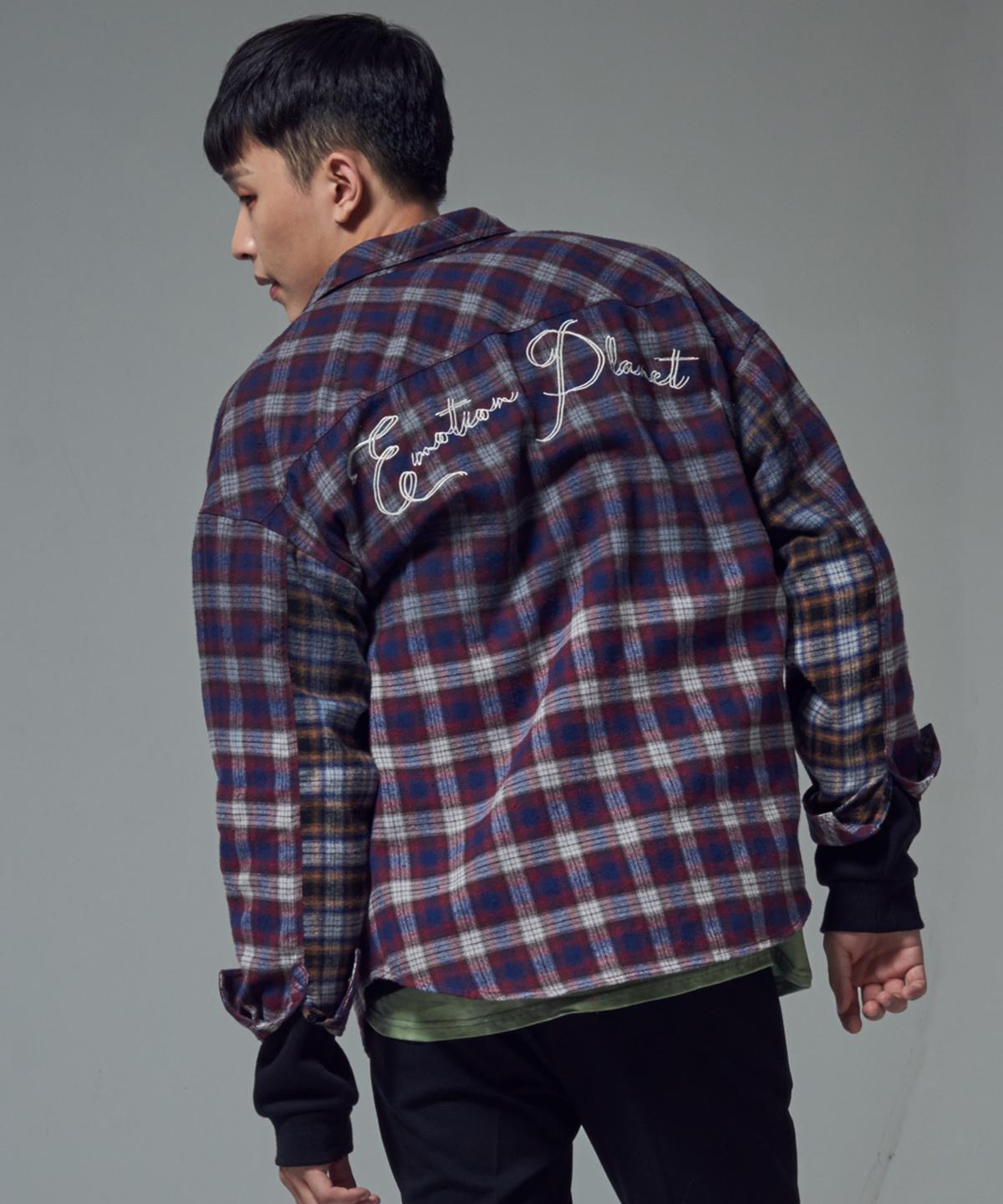 Emotion Planet Overdyed Check Flannel Shirt (Red) Check/M(95)