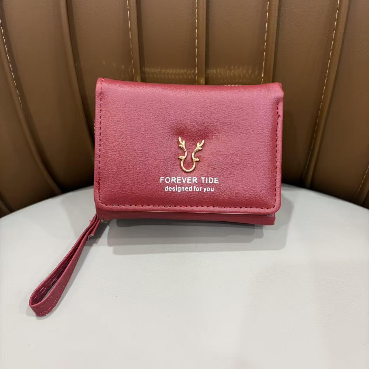 

2025 Korean Style Ladies Tri-fold Wallet with Zipper Coin Purse and Cartoon Design