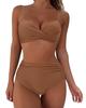 Costume da Bagno Donna Colore Unico Pieghettato Vita Alta Sexy Bikini Tankini Abbigliamento da Spiaggia