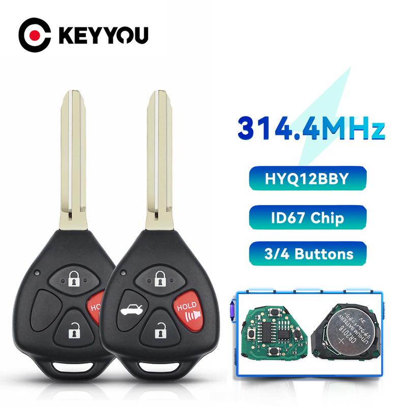 KEYYOU For Toyota Camry Avalon Corolla Matrix RAV4 Yaris Venza tC/xA/xB/xC HYQ12BBY 314.4Mhz ID 4D 67 Chip Car Remote Key TOY43