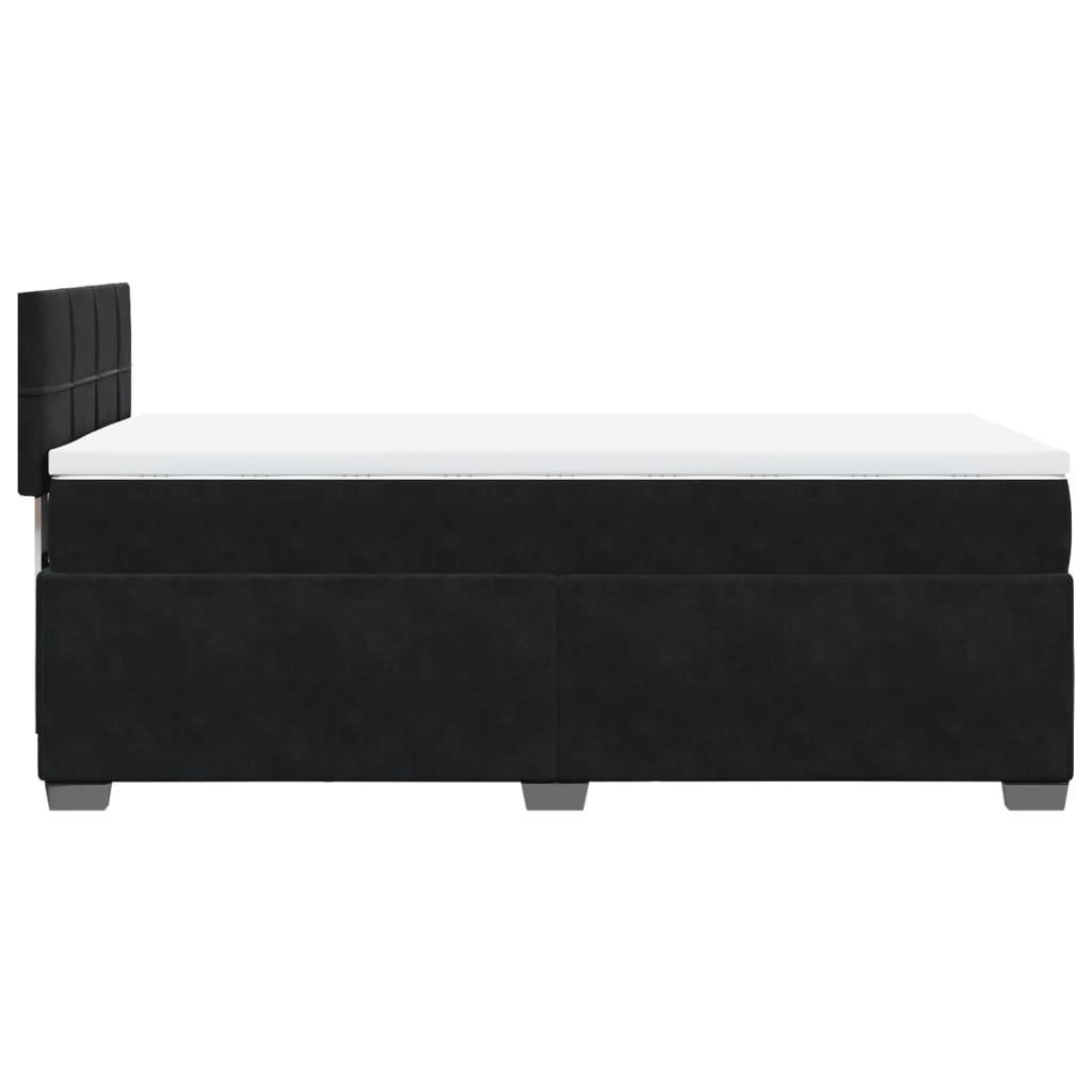 Box Spring Bed with Mattress Black 90x200 Cm Velvet