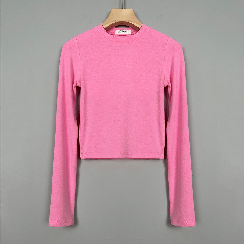 Dongdaemun Slim Fit Sexy Long Sleeve Cropped T-Shirt for Women