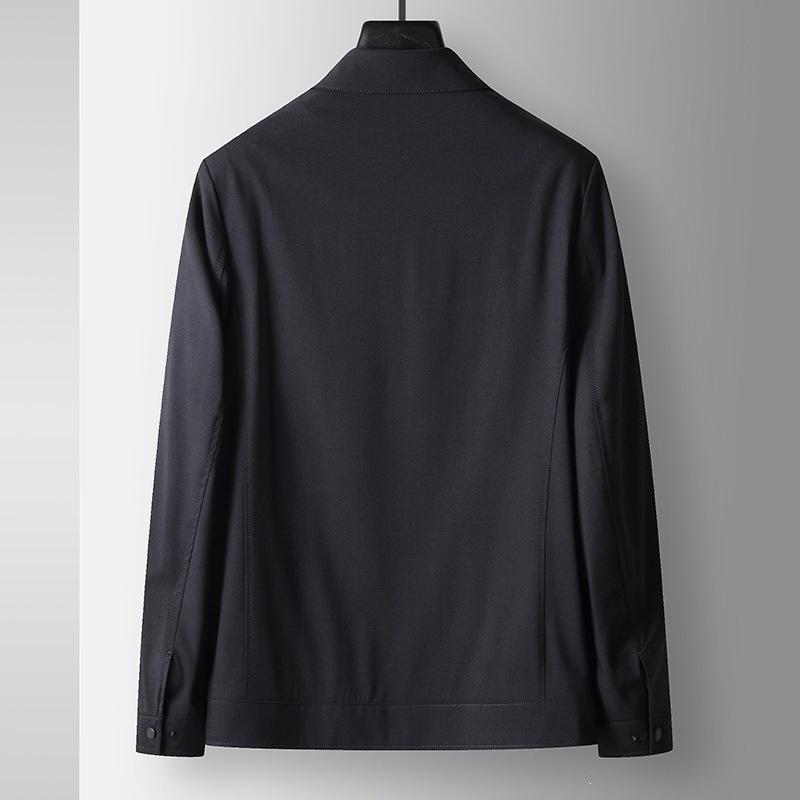 Men's Non-Iron Wool Lapel Jacket - Spring/Autumn Business Wear for Middle-Aged & Young Adults