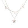 Delicate Sparkling Zircon Double Layered Star Pendant Clavicle Necklace For Women