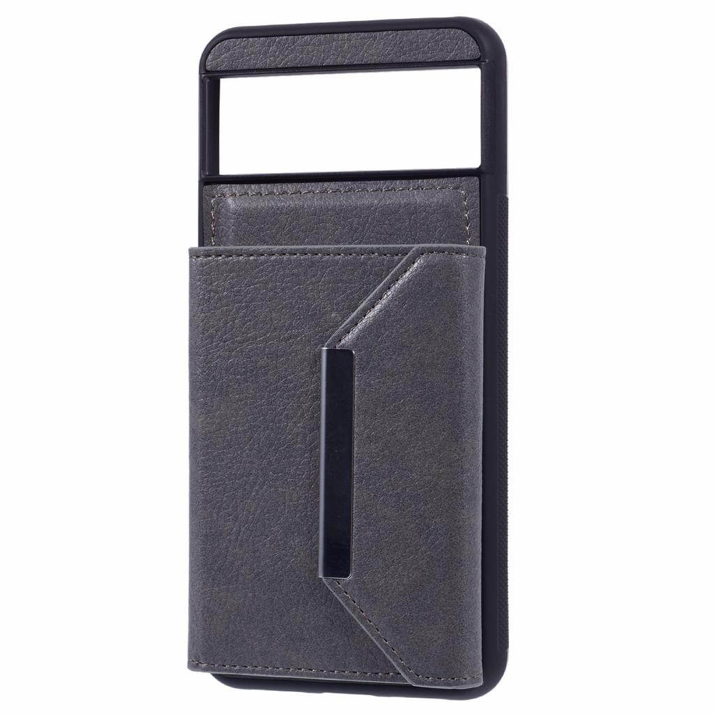 For Google Pixel 8 Case Leather Phone Back Cover with Card Slot Kickstand