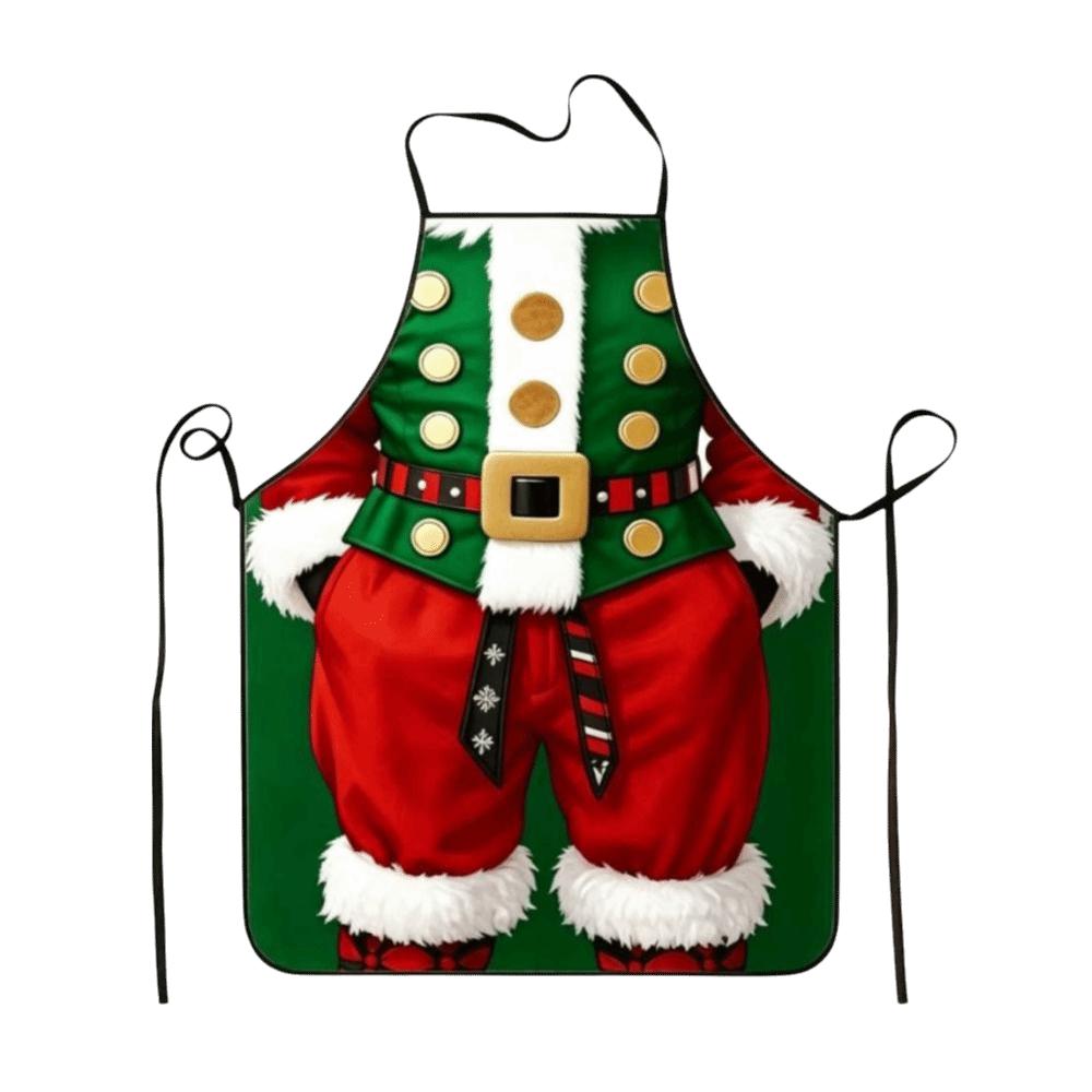 Cross Strap Xmas Kitchen Apron Stain-Resistant Chef Work Uniform Holiday Decor Coveralls Christmas