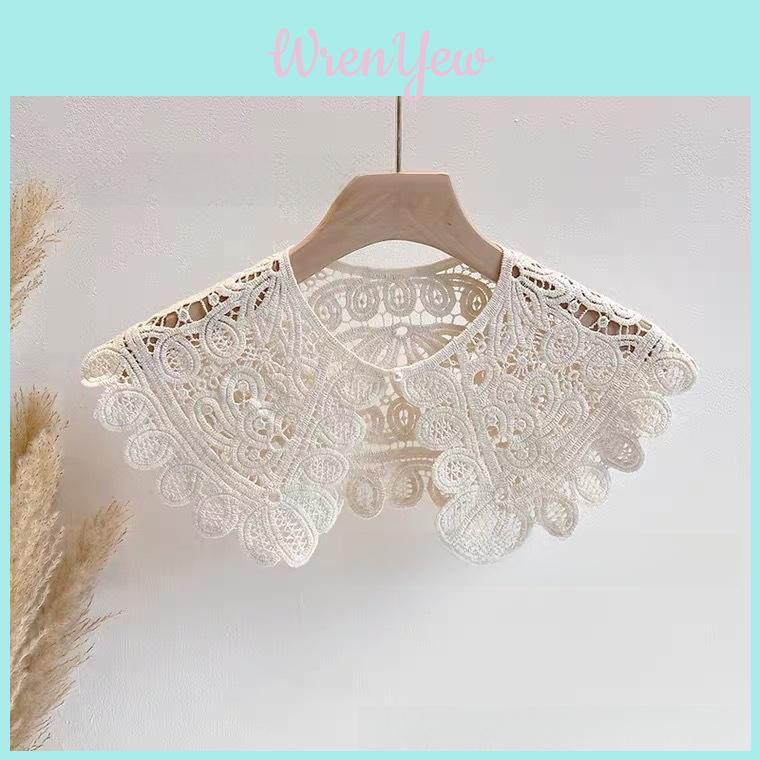 Cotton Vintage Lace Crochet Small Shawl With Floral Pattern For Women Summer Fashion