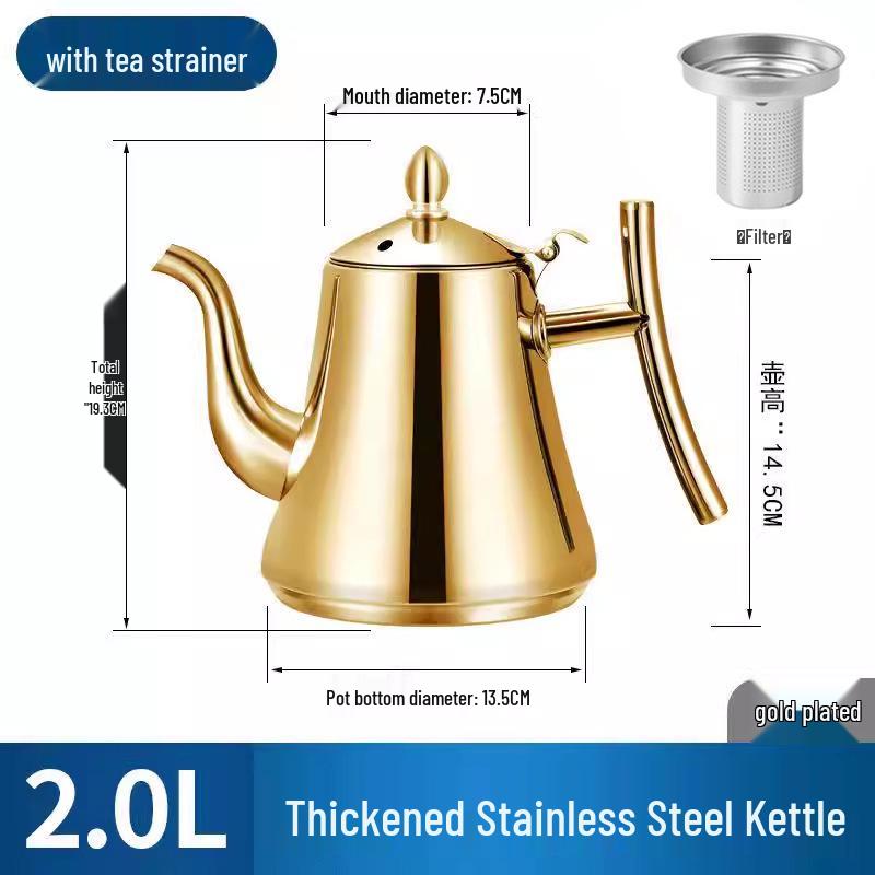 Stainless Steel Kashi Teapot & Coffee Pot with Filter, Cold Water Kettle for Induction Cooker, Light Luxury Design