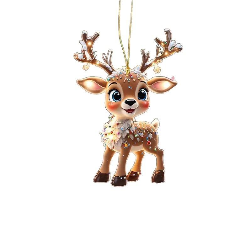 

Christmas Reindeer Car Mirror Pendant With Acrylic Material For Home Decor