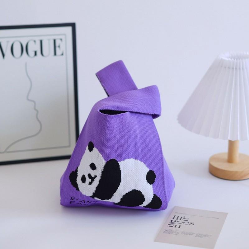 Gestrickte Handtasche im chinesischen Stil mit Riesenpanda – süße, gewebte Souvenir-Geschenktasche