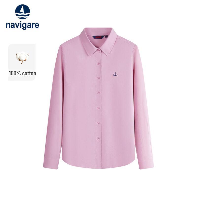 Navigare Women's 100% Cotton Solid Long-Sleeve Shirt