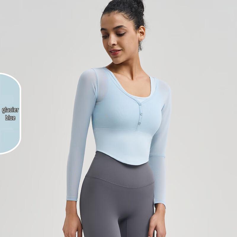 Women s Mesh Long Sleeve Yoga Fitness Top S