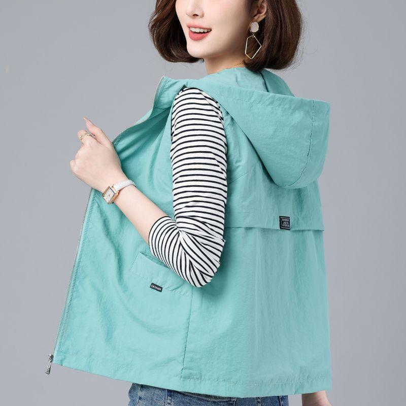 

Женская тонкая куртка с солнцезащитным кремом и капюшоном, офисный повседневный жилет M