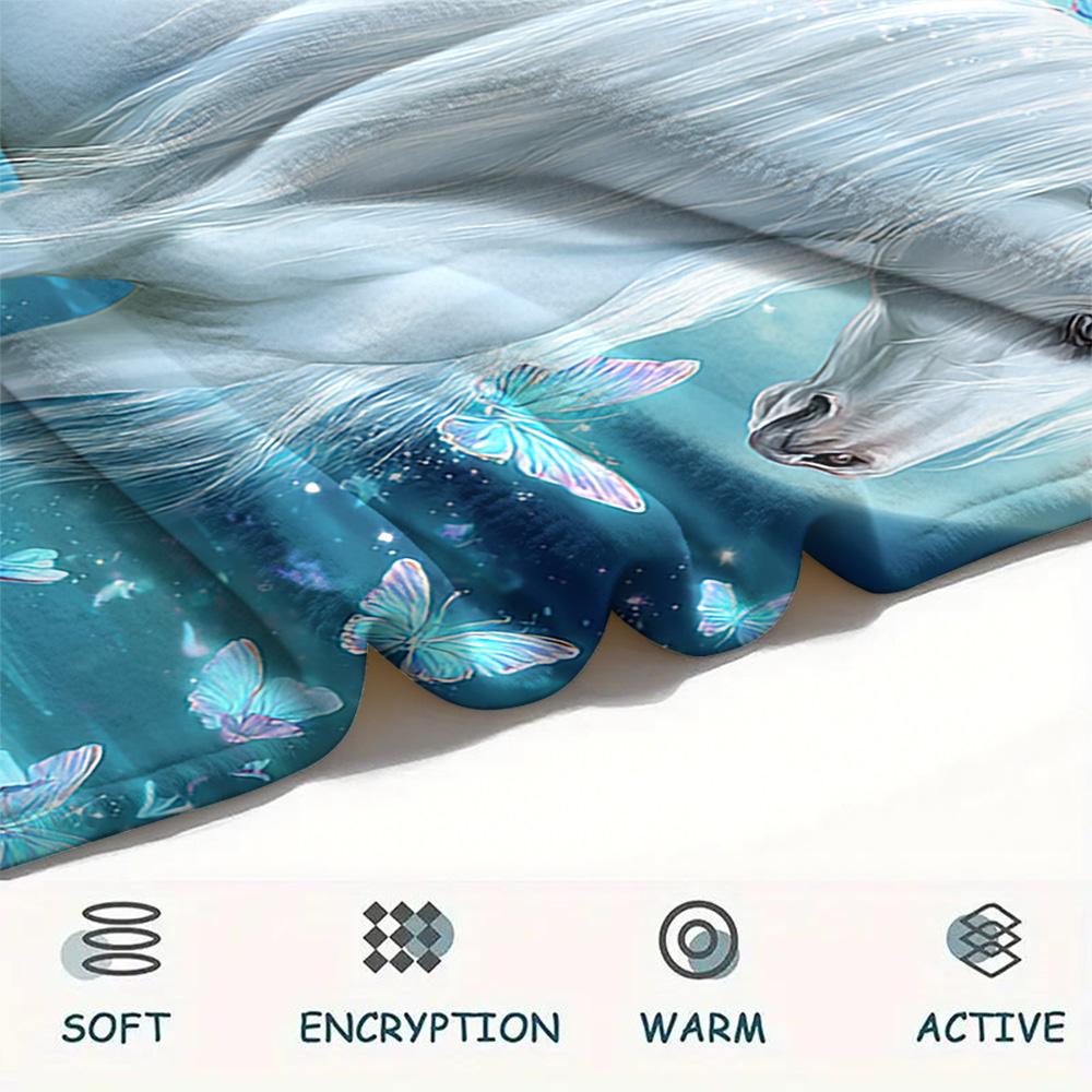 Unicorn Print Flannel Blanket, High Quality Comfortable for All Seasons, Home Decor, Warmth and Comfort, Perfect for Christmas Gifts