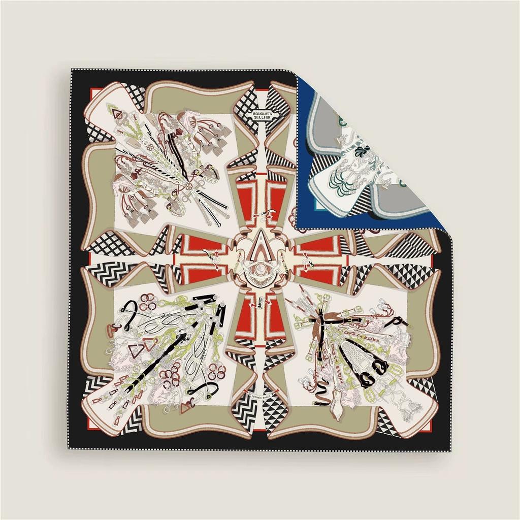 70CM Handmade Double-Side Printed Imitation Silk Scarf Roll Edge Luxury Pattern High Quality Women Scarf Wraps Echarpes Foulards