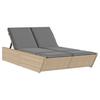 Double Sun Lounger with Cushions Beige Poly Rattan