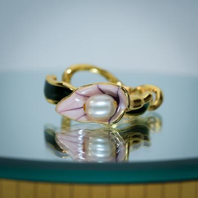 Retro Trend Imitation Pearl Flower Women's Ring,  Trend Holiday Party Accessories Jewelry Gifts