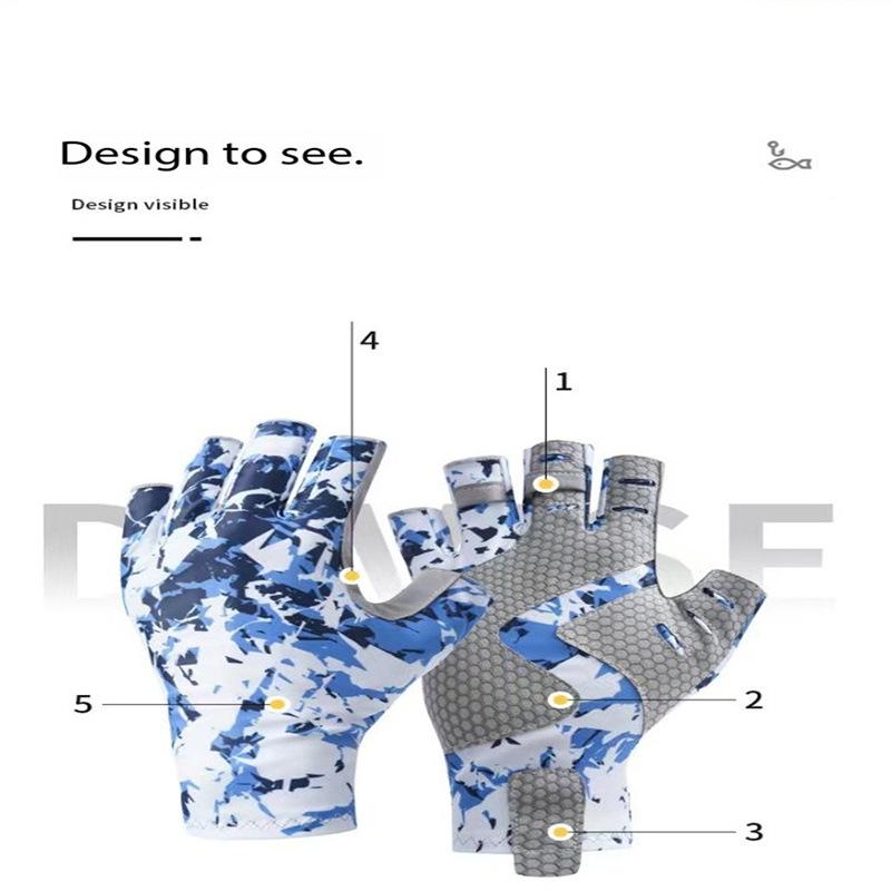 Men's Wear-Resistant Non-Slip Half-Finger Fishing Gloves, Breathable & Sweat-Absorbent for Outdoor Lure and Sea Fishing