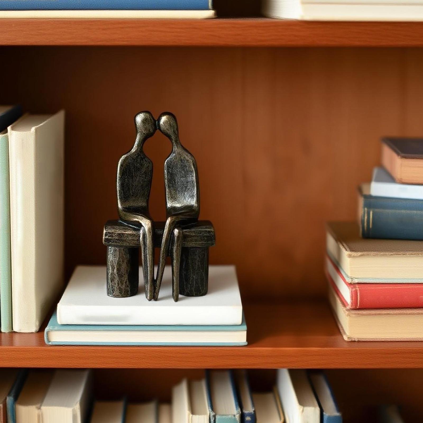 

Нежная пара, сидящая на скамейке, гендерно-нейтральная скульптура One Size