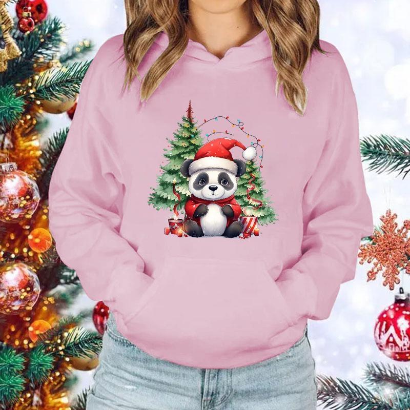 New Women Men Hoodies Christmas Panda Printed Tops Casual Harajuku Sweatshirts Loose Pullover