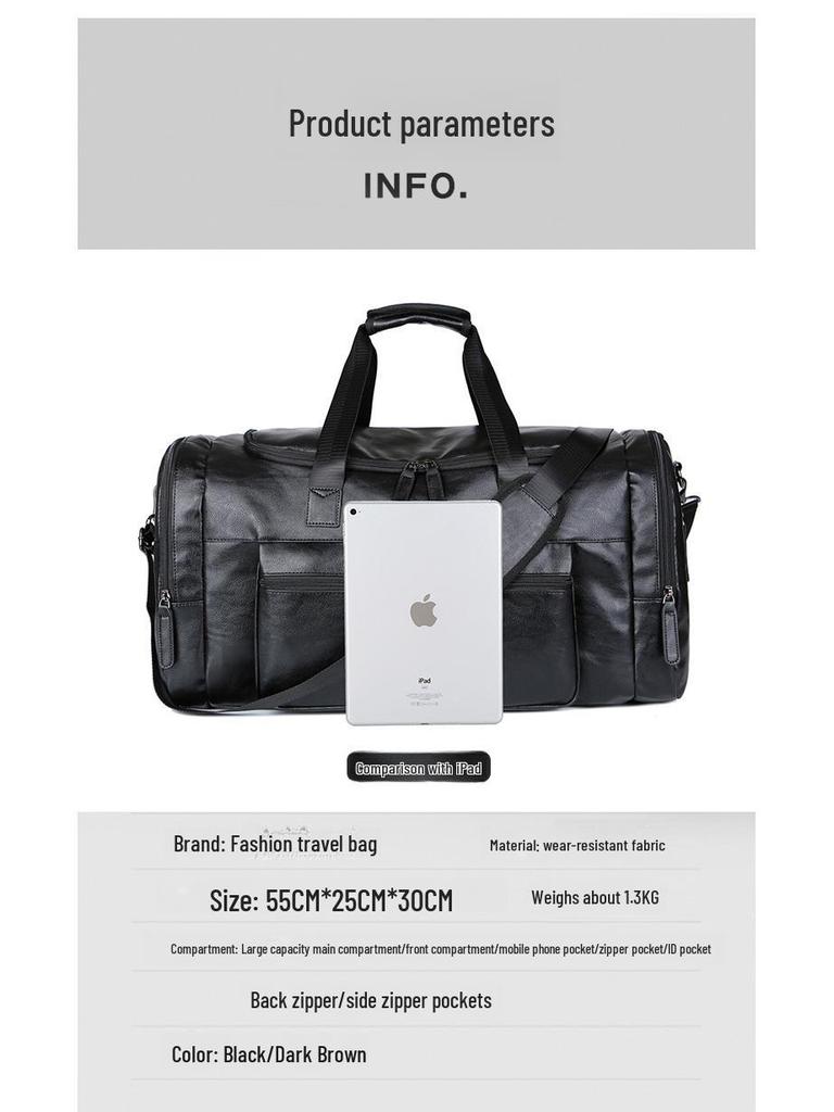 Große Reisetasche aus PU-Leder für Herren - Tragbares Schultergepäck im koreanischen Stil