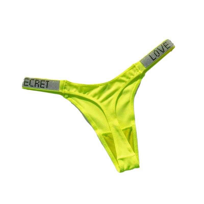 Women's Rhinestone Thong: Micro-Shimmer Fabric, Narrow Side, Fluorescent Color Underwear