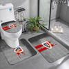 3pcs Piast Gliwice Pattern Flannel Nonslip Absorbent Washable Decorative Bathroom Home Toilet Seat Cover Mat