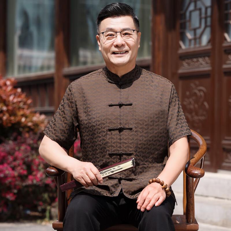 Men's Summer Chinese Style Short-Sleeve Tang Suit Top