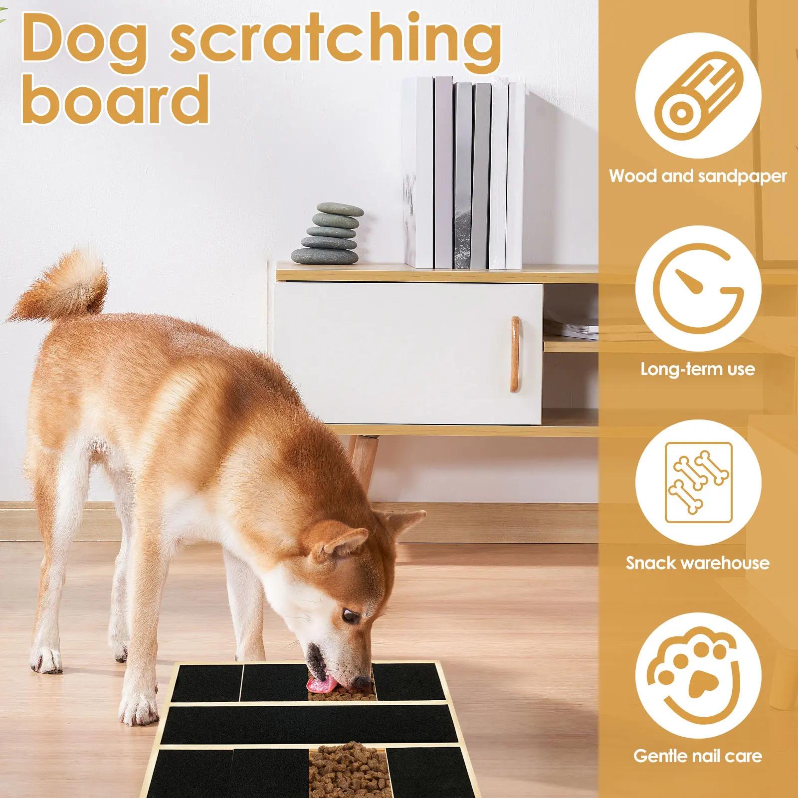 Dog Nail Scratch Pad Stable Nonslip Dog Nail File Board with Replacement Black Sandpaper Dog Toy Built in Snack Box Pet Supplies