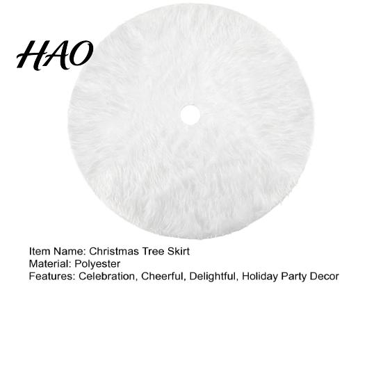 Elegant White Tree Skirt for Holiday Supplies 24/30/36 Inch Faux Fur Christmas Skirt, Soft Fluffy Plush Thickened Base Protector Cover Merry