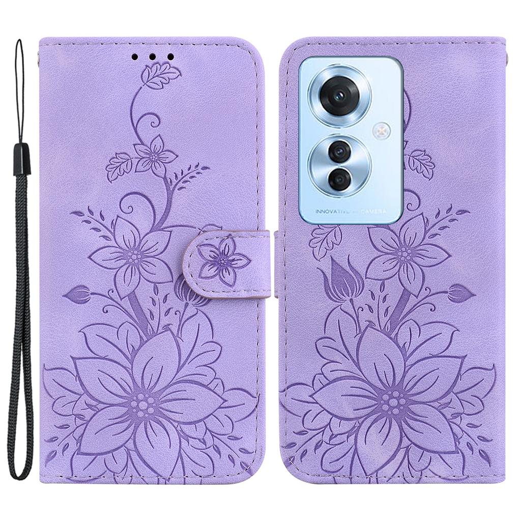 For Oppo Reno11 F 5G/F25 Pro 5G Case Phone Leather Wallet Lily Flower Imprint Full Protection Shell