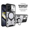 Slide Camera Magnetic Case For Poco F6 X6 X5 Pro 5G X4 GT X3 NFC Coque For Poco F5 M6 M4 Pro M5S Armor Ring Holder For Magsafe