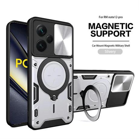 Slide Camera Magnetic Case For Poco F6 X6 X5 Pro 5G X4 GT X3 NFC Coque For Poco F5 M6 M4 Pro M5S Armor Ring Holder For Magsafe