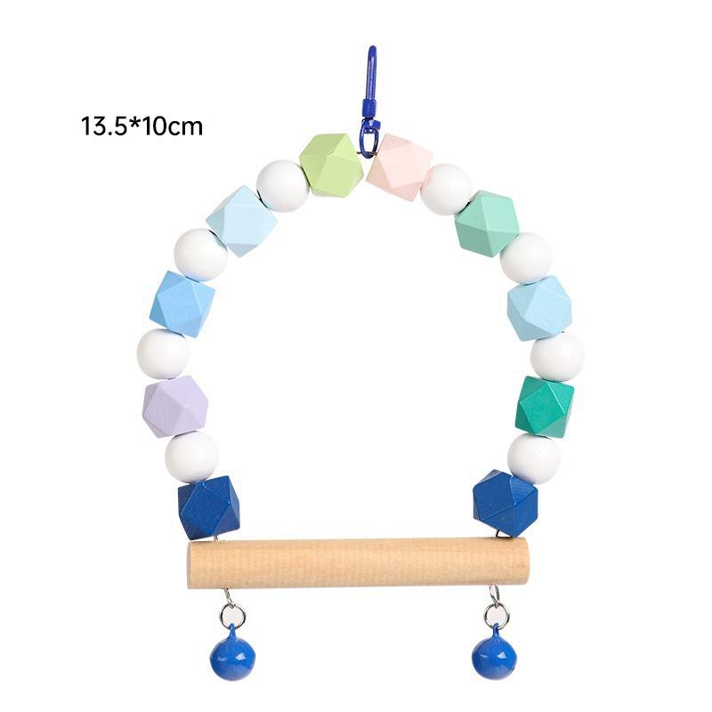 Wood Parrot Toys Bird Toy Cage Bird Accessories Swing Suspension Bridge Ball Cage Bells Pet Supplies Set
