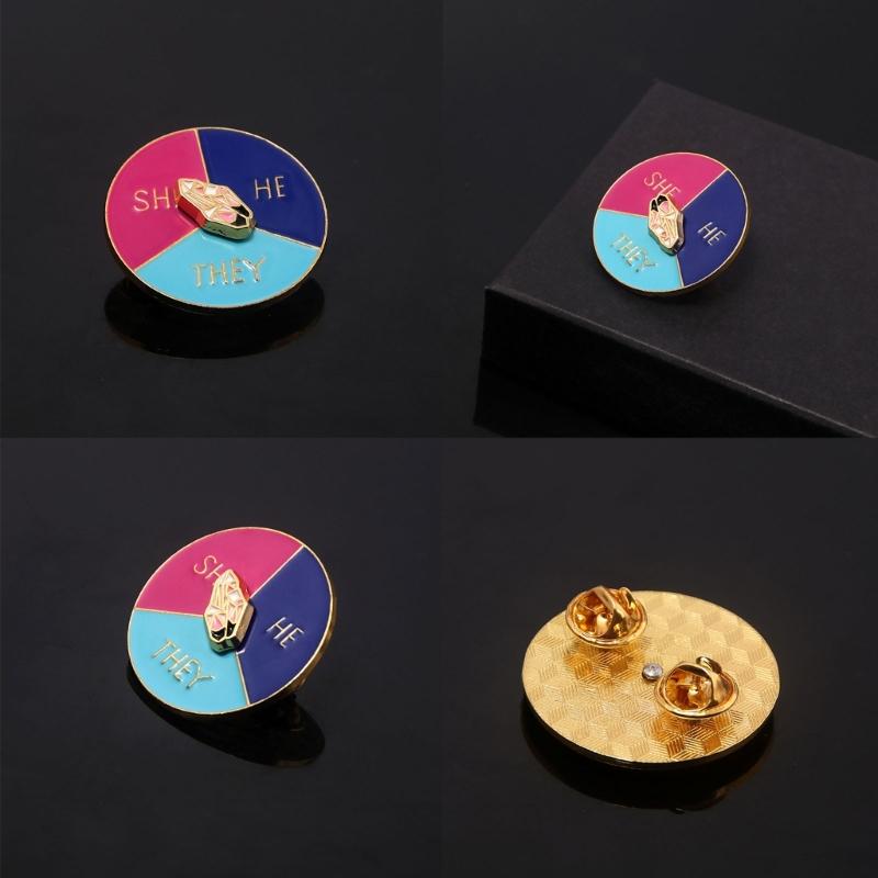Rotation Pointer Badge Pin Backpacks Lapel Pin Gender Identity Brooch Button