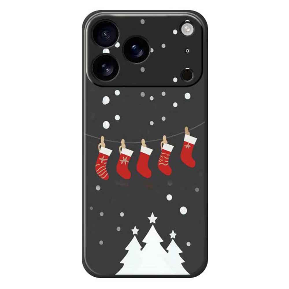 For iPhone 17 Pro Case Christmas Stockings Pattern Printing Straight Edge TPU Phone Back Cover